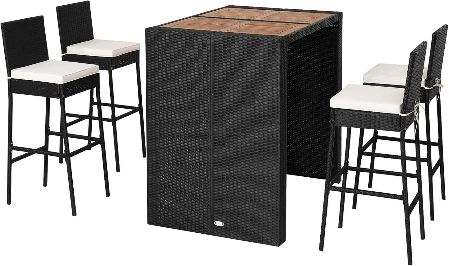 Acacia Wood Wicker Table